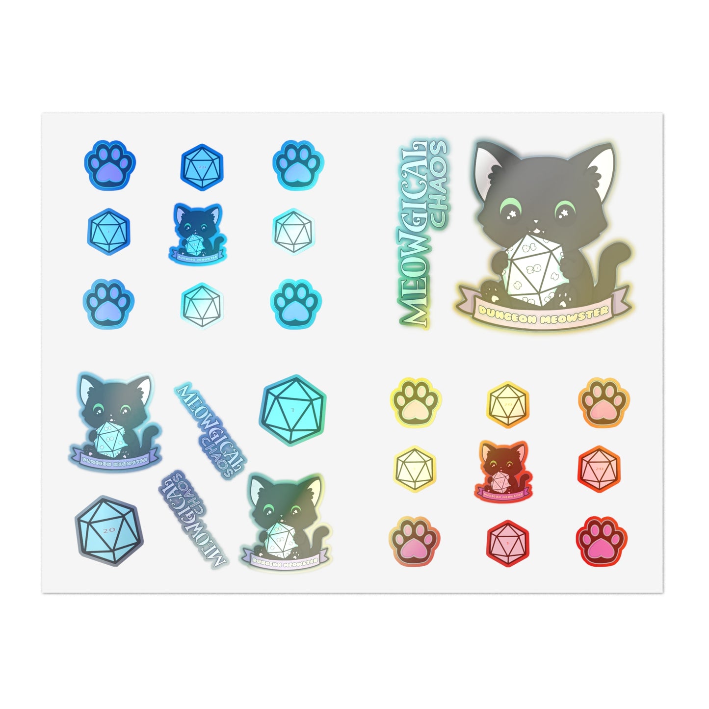 "Hexie, the Dungeon Meowster" Mega Sticker Pack (26 count, 1 sheet)