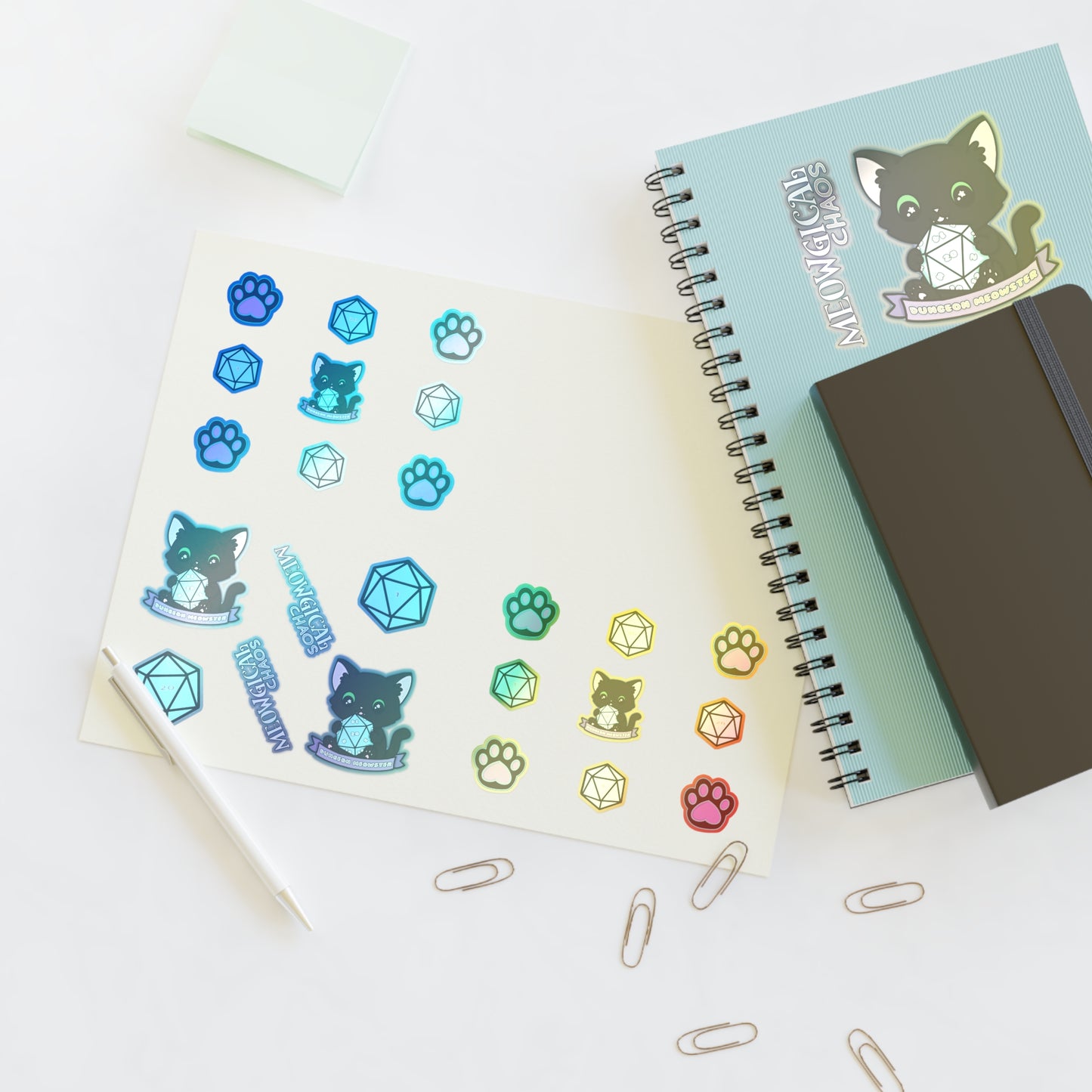 "Hexie, the Dungeon Meowster" Mega Sticker Pack (26 count, 1 sheet)