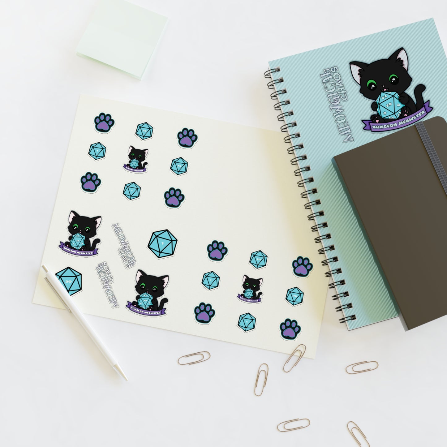 "Hexie, the Dungeon Meowster" Mega Sticker Pack (26 count, 1 sheet)